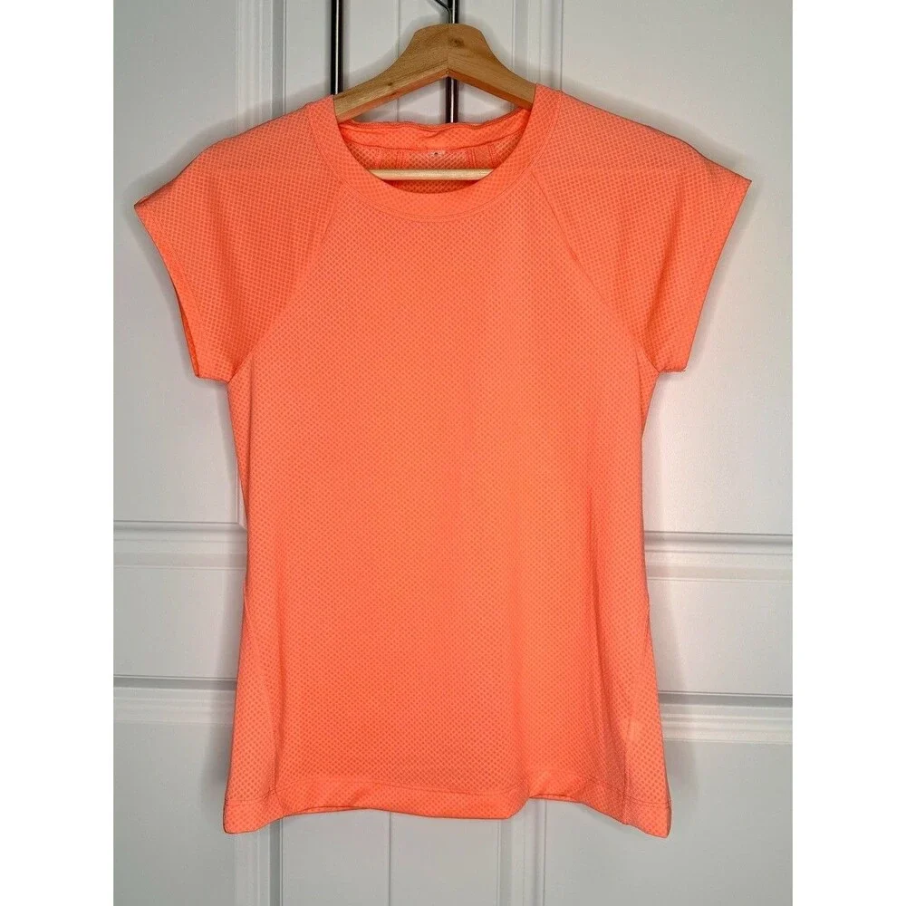 Athleta Allyson Felix Legend Fitted Tee Coral Running Shirt UPF 50+ Womens S/XS